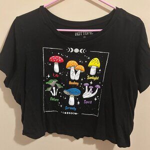 Rainbow Mushroom Girls Crop T-Shirt